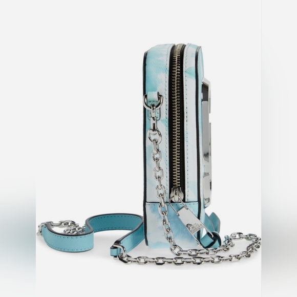 Marc Jacobs Hot Shot Leather Crossbody Bag Silver Chain Tie Dye Blue Multi NWT - Picture 3 of 13